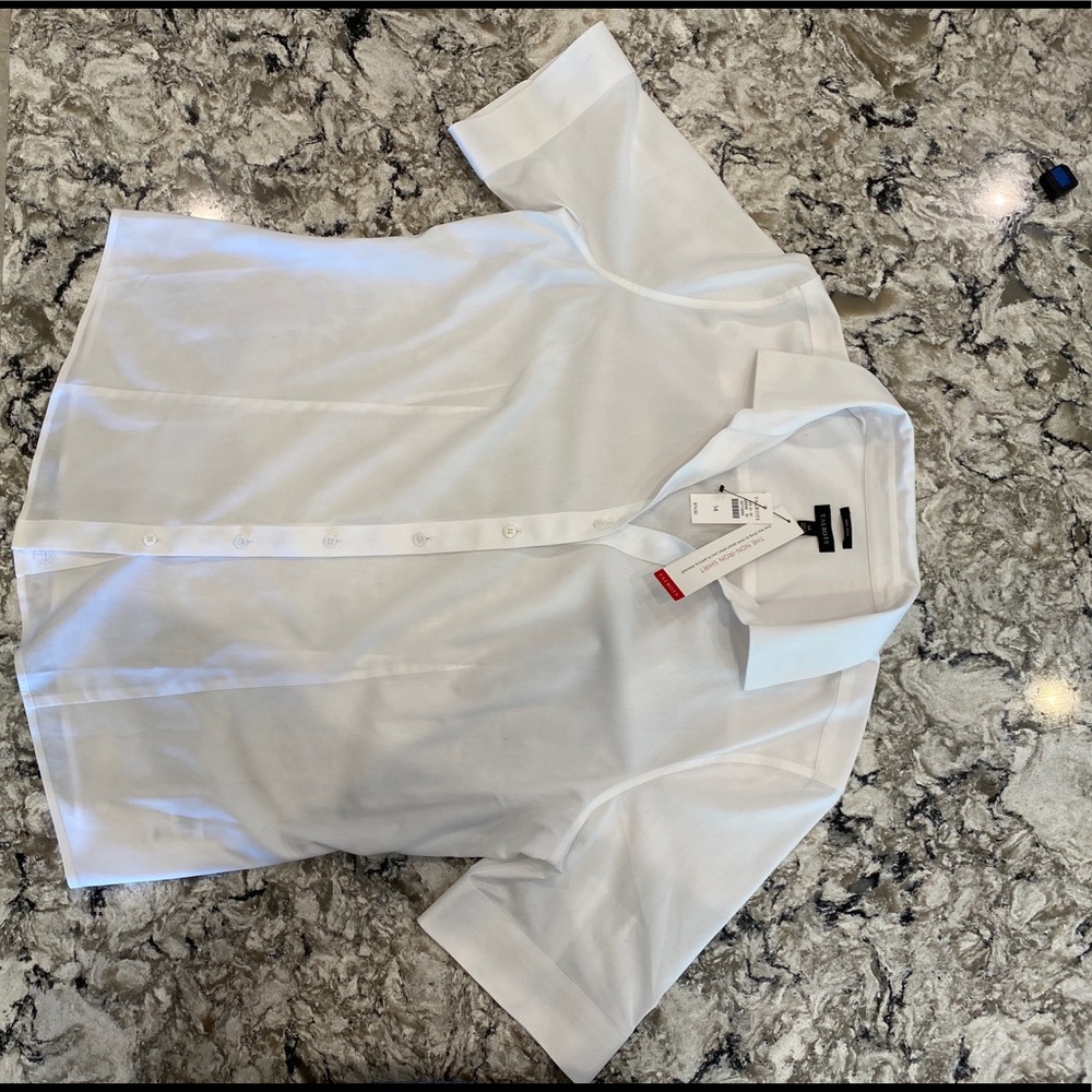 Ladies short sleeve non-iron Talbots white blouse